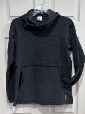 Melanzana Women’s Small Micro Grid Hoodie Dark Grey Jacket EUC Microgrid